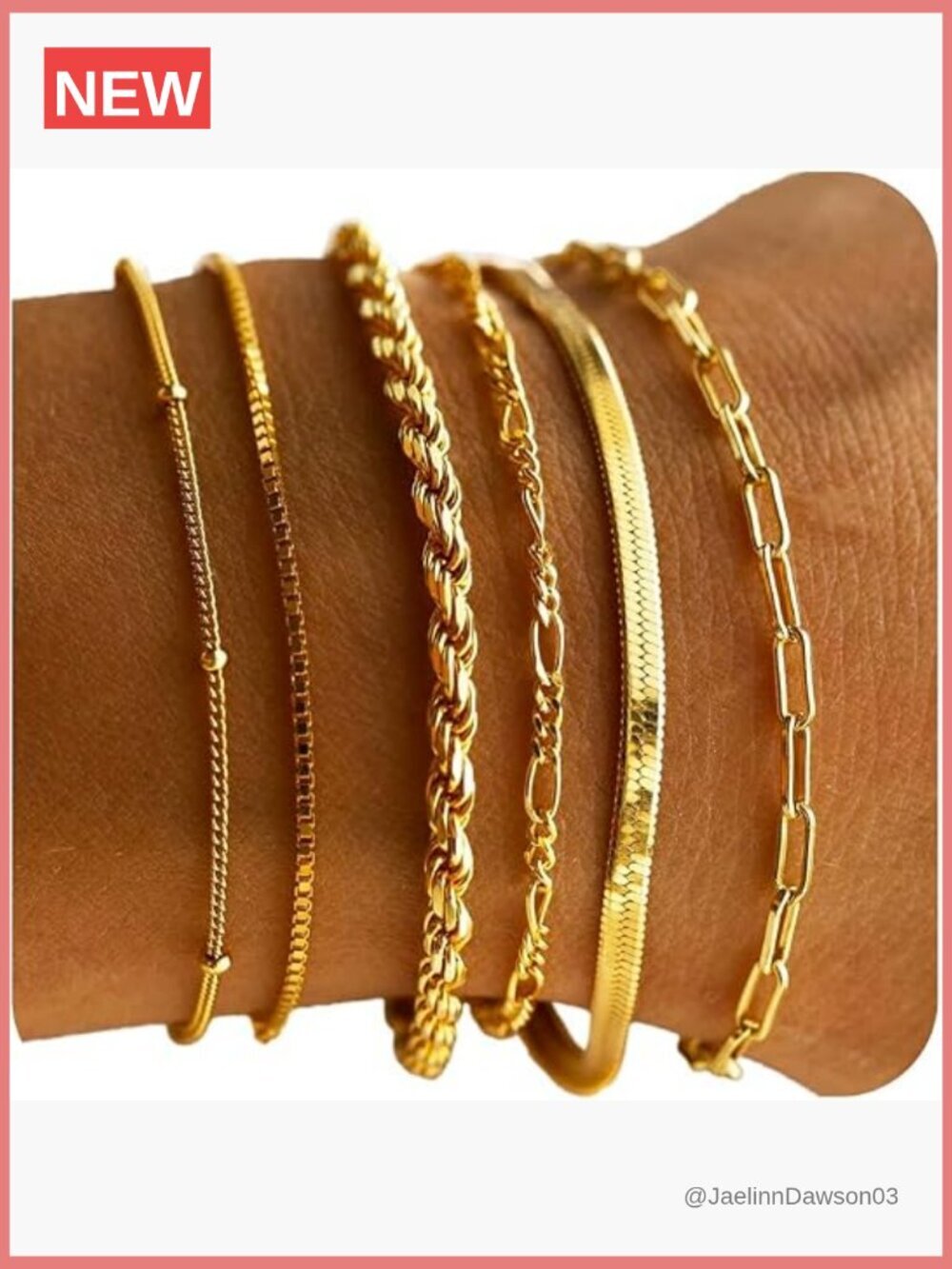 Gold Bracelet Set for Women Waterproof Dainty Stackable Link Chain Bracelets